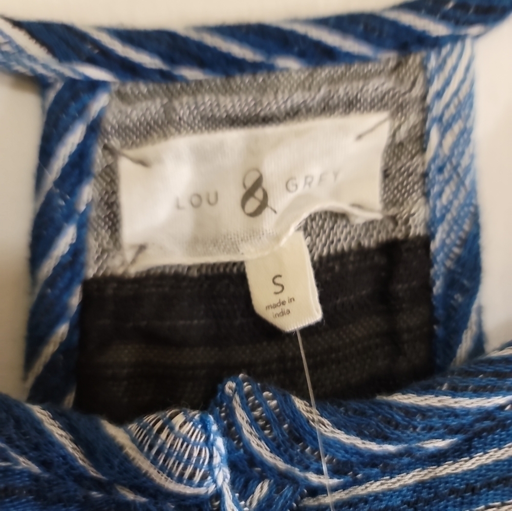 NWT Lou & Grey Blue Striped Cotton Baja Romper Small Halter Racerback - Picture 3 of 8